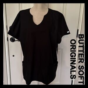 NWT - BUTTER SOFT ORIGINALS Women's Black Scrub Top ~ Sz 2XL